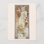 Winterseizoen Mode illustratie Alphonse Mucha Briefkaart (Voorkant)