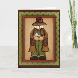 Winterseizoen Snowfolk Snowman Wenskaart 3 Feestdagen Kaart