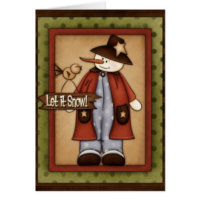 Winterseizoen Snowfolk Snowman Wenskaart 5 (Voorkant)