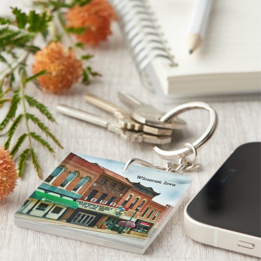Winterset, Iowa, Town Square Sleutelhanger (Voorkant Rechts)