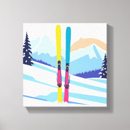 Winterski berg canvas afdruk