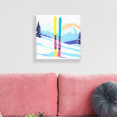 Winterski berg canvas afdruk (Insitu (Woonkamer))