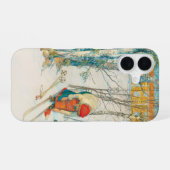 Winterski door Carl Larsson iPhone 16 Hoesje (Achterkant horizontaal)