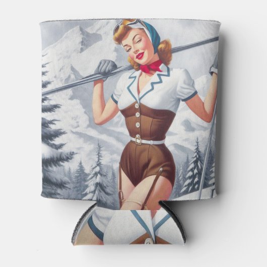 winterski-pin-up blikjeskoeler (Voorkant)