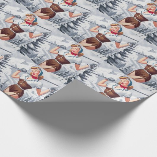  winterski-pin-up cadeaupapier (Hoek)