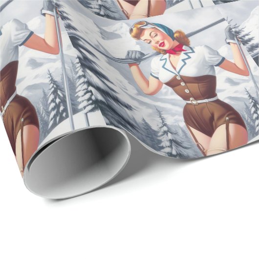  winterski-pin-up cadeaupapier (Rol Hoek)
