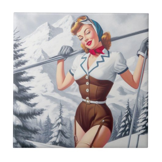  winterski-pin-up tegeltje (Voorkant)