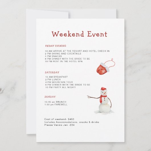 Winterski vrijgezellenweekend partyroute kaart (Achterkant)