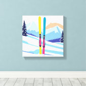 winterskiberg canvas afdruk (Insitu (Houten vloer))