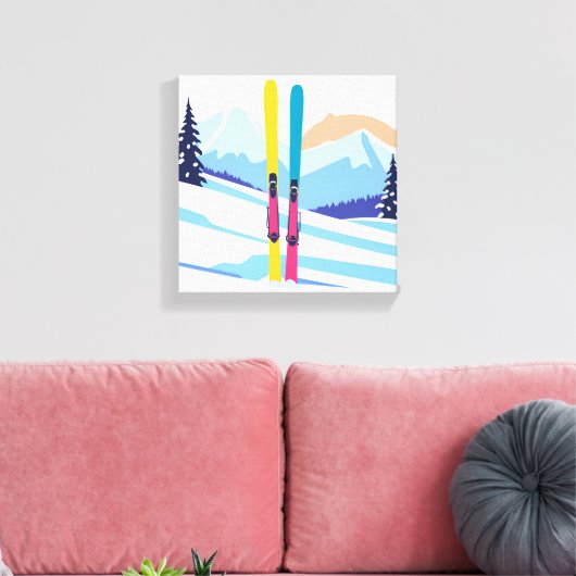 winterskiberg canvas afdruk (Insitu (Woonkamer))