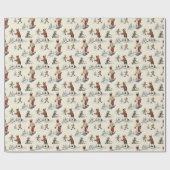 Winterskiën kinderen cadeaupapier (Vlak)