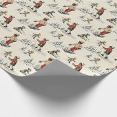 Winterskiën kinderen cadeaupapier (Hoek)