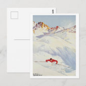 Winterskiën op bergen, briefkaart voor oldtimers (Voorkant / Achterkant)