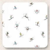 Winterskiërs in actie patroon bier onderzetter (Voorkant)