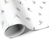 Winterskiërs in actie patroon cadeaupapier (Rol Hoek)