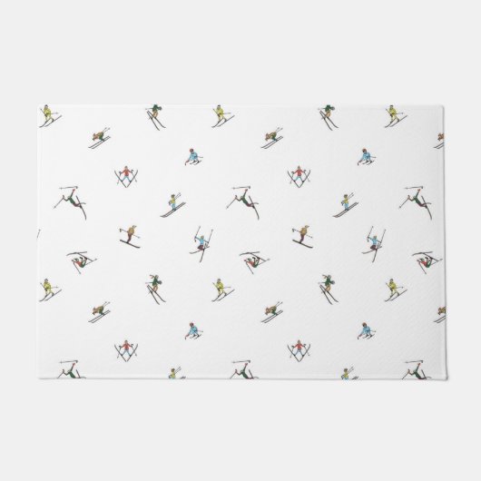 Winterskiërs in actie patroon deurmat (Voorkant)