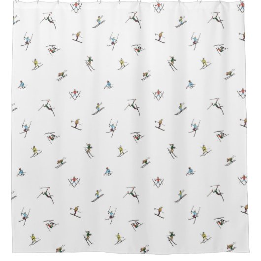 Winterskiërs in actie patroon douchegordijn (Voorkant)