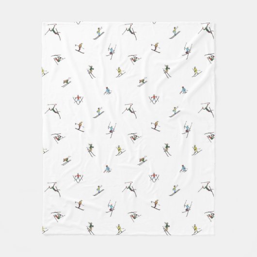 Winterskiërs in actie patroon fleece deken (Voorkant)