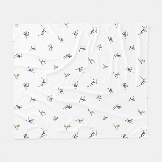 Winterskiërs in actie patroon fleece deken (Voorkant (Horizontaal))