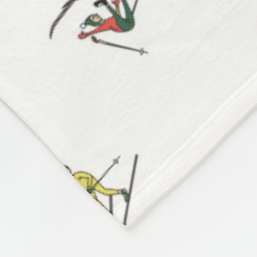 Winterskiërs in actie patroon fleece deken (Hoek)