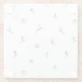 Winterskiërs in actie patroon glazen onderzetter (Achterkant)