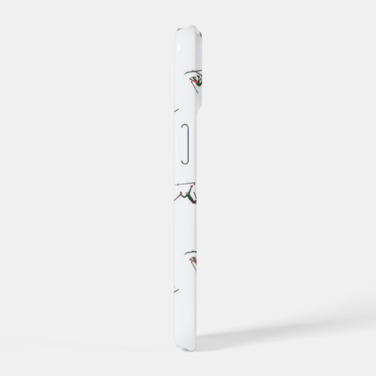 Winterskiërs in actie patroon iPhone 15 case (Rechterkant)