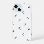 Winterskiërs in actie patroon iPhone 15 case (Achterkant)