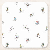 Winterskiërs in actie patroon kartonnen onderzetters (Voorkant)