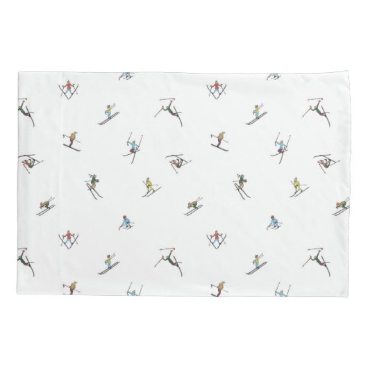 Winterskiërs in actie patroon kussensloop (Achterkant-Links)