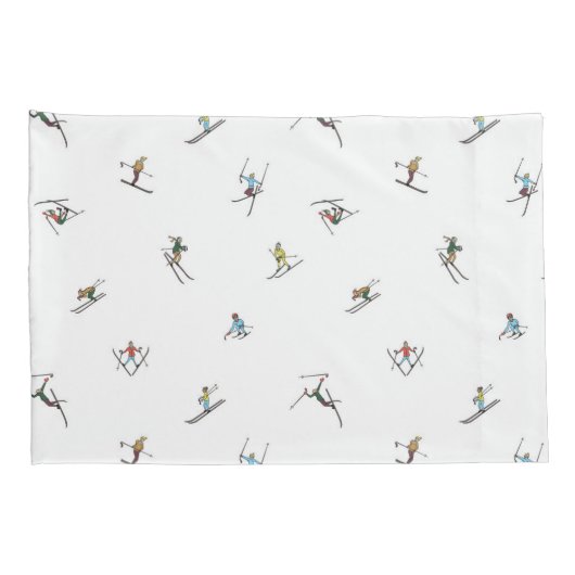 Winterskiërs in actie patroon kussensloop (Achterkant-Rechts)