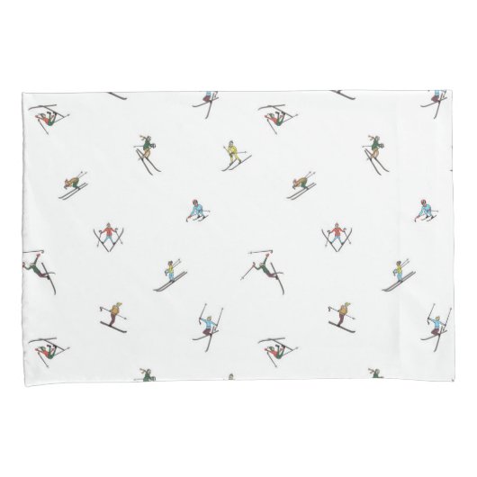 Winterskiërs in actie patroon kussensloop (Voorkant-Rechts)