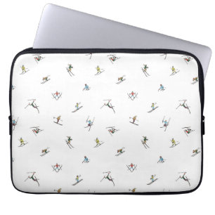 Winterskiërs in actie patroon laptop sleeve