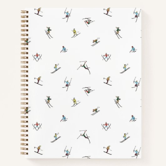 Winterskiërs in actie patroon notitieboek (Voorkant)