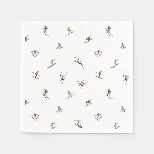 Winterskiërs in actie patroon servet (Voorkant)