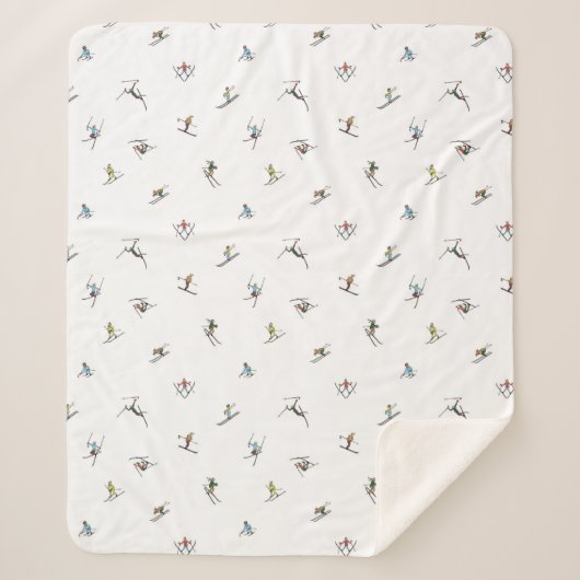 Winterskiërs in actie patroon sherpa deken (Voorkant)
