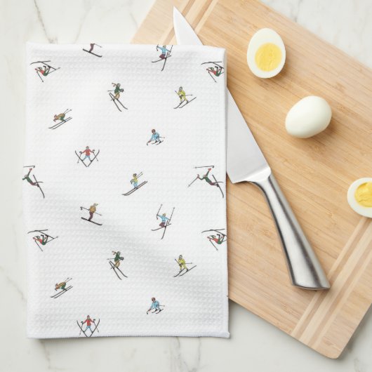 Winterskiërs in actie patroon theedoek (Quarter Fold)