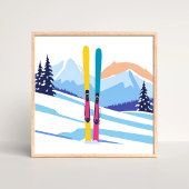 Winterskigebied Poster