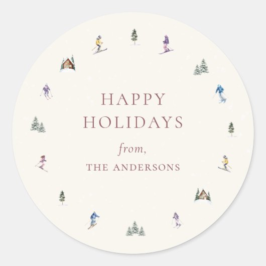 WINTERSKIHEUVELS Vakantie Ronde Sticker (Voorkant)