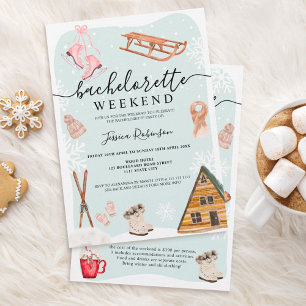 Winterskilibachelorette - weekendillustratie kaart