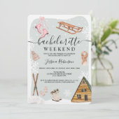 Winterskilibachelorette - weekendillustratie kaart (Staand voorkant)