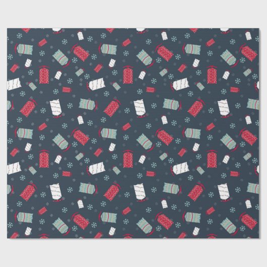 Winterslaapjes en sneeuwvlokken, kerst en feestdag cadeaupapier (Vlak)