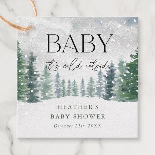 Wintersneeuw Baby Het is koud buiten Baby shower Bedankjes Labels (Voorkant)
