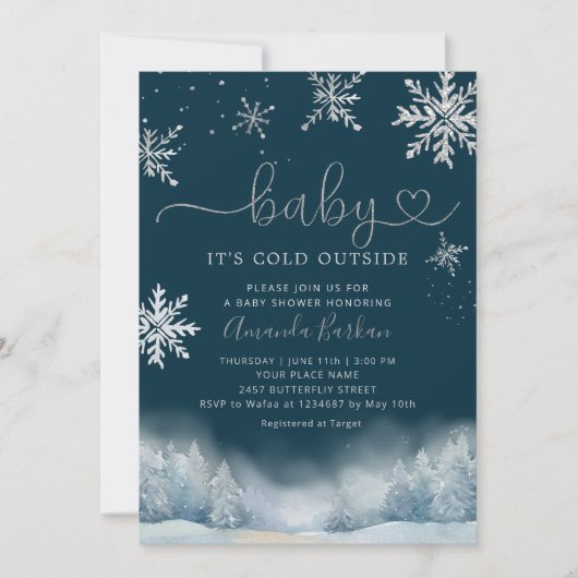 Wintersneeuw Baby Het is koud buiten Baby shower Kaart (Voorkant)