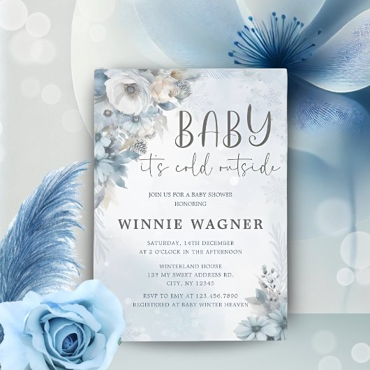 Wintersneeuw Baby Het is koud buiten Baby shower Kaart