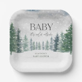 Wintersneeuw Baby Het is koud buiten Baby shower Papieren Bordje (Voorkant)