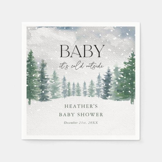 Wintersneeuw Baby Het is koud buiten Baby shower Servet (Voorkant)