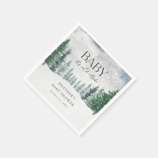 Wintersneeuw Baby Het is koud buiten Baby shower Servet (Hoek)