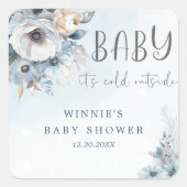 Wintersneeuw Baby Het is koud buiten Baby shower Vierkante Sticker (Voorkant)