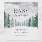 Wintersneeuw Baby Het is koud buiten Baby shower Wijn Etiket (Enkel label)