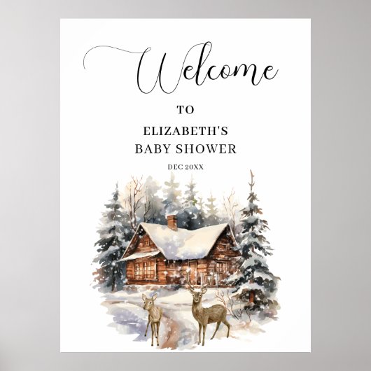 Wintersneeuw Baby Het is koud buiten Welkom Poster (Voorkant)